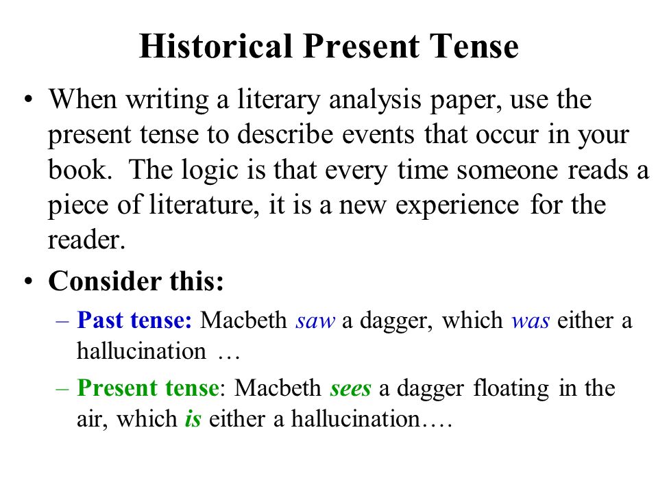 how to write a story in present tense